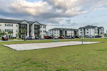 Sand volleyball court at the reserve of foley apartments in foley, al